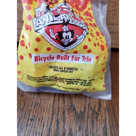 Vtg NEW 1993 McDonald's Happy Meal Toy Animaniacs Bicycle Built for Trio - Picture 2 of 2
